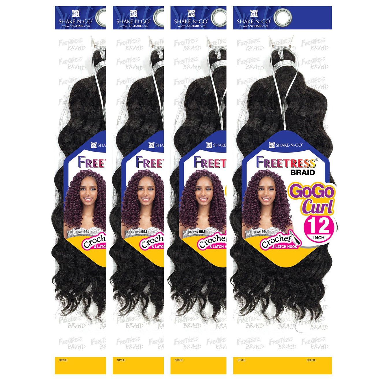 FreeTress GoGo Curl 12 inch, Color 1B (4 pack)