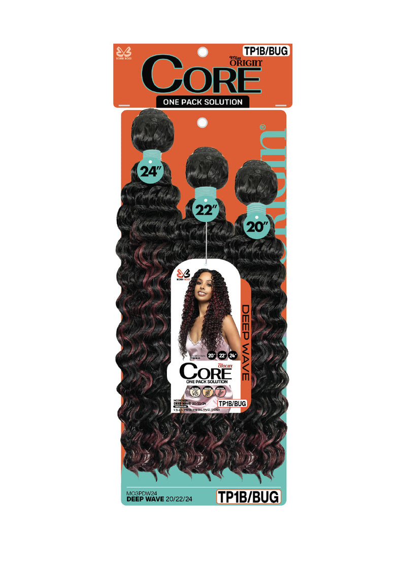 Bobbi Boss Miss Origin CORE 3PCS Synthetic Weaving Hair DEEP WAVE 20"/22"/24" | Hair Crown Beauty Supply