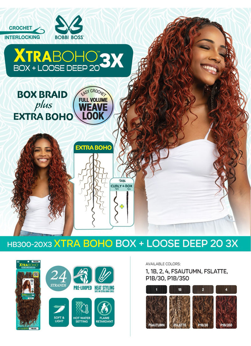 Bobbi Boss Crochet Braids Xtra Boho Box Loose Deep 20 3X | Hair Crown Beauty Supply