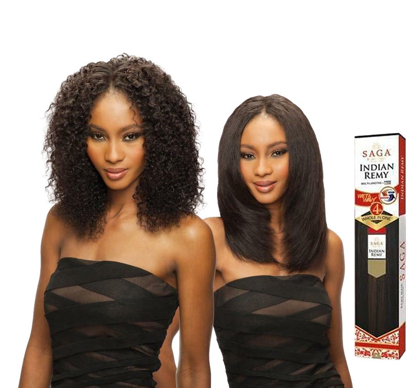 SAGA Indian Remy Wet & Wavy JERRY CURL 4PCS 8" 10" 12" 14" + Closure | Hair Crown Beauty Supply