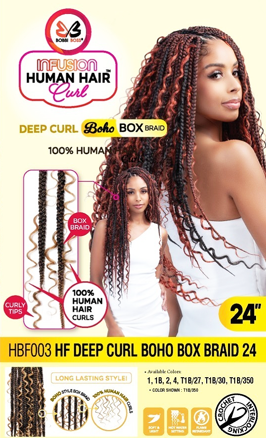 Bobbi Boss Infusion Crochet Braid HBF003 DEEP CURL BOHO BOX 24" | Hair Crown Beauty Supply