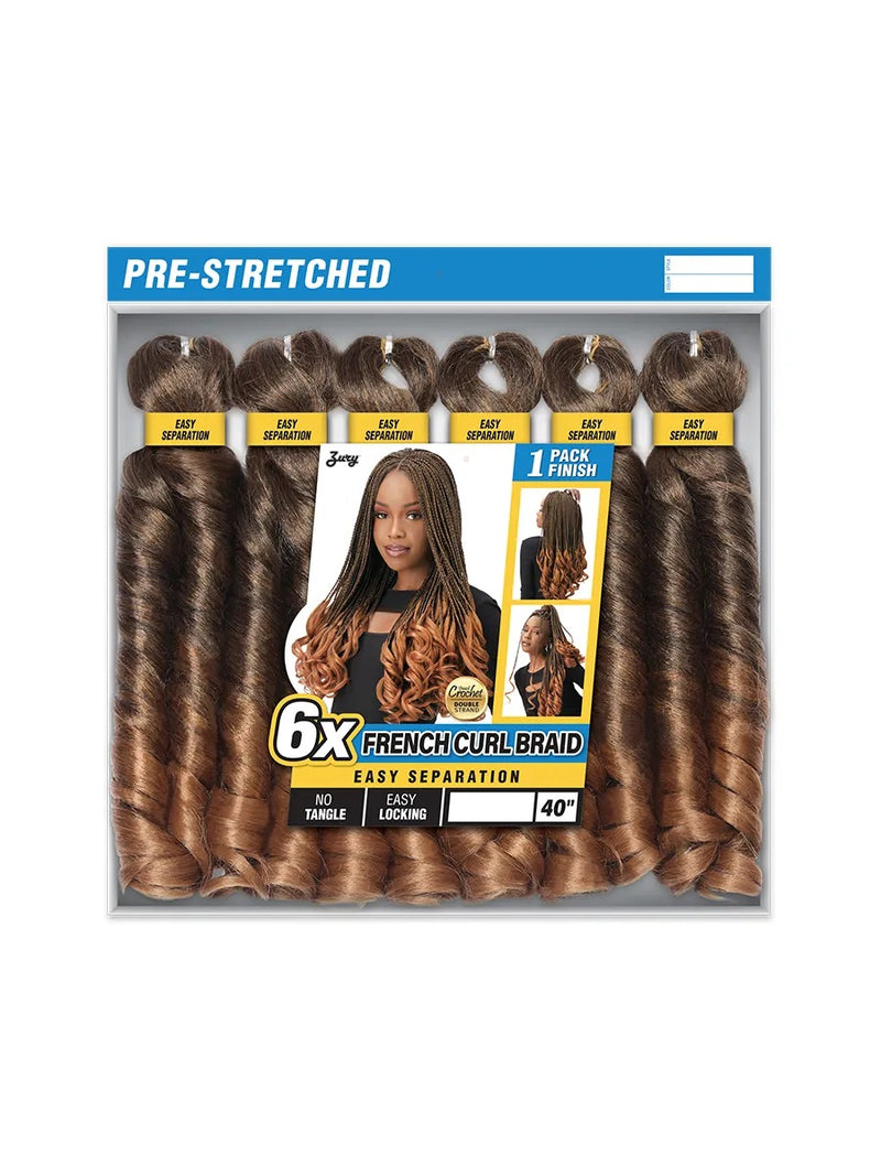 Zury 1-Pack Finish 6x French Curl Braid Pre-Stretched | Hair Crown Beauty Supply