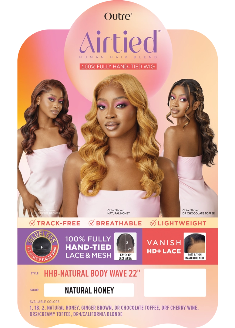 Outre Airtied Human Hair Blend Fully Hand-Tied 13x6 HD Lace Front Wig NATURAL BODY WAVE 22 | Hair Crown Beauty Supply
