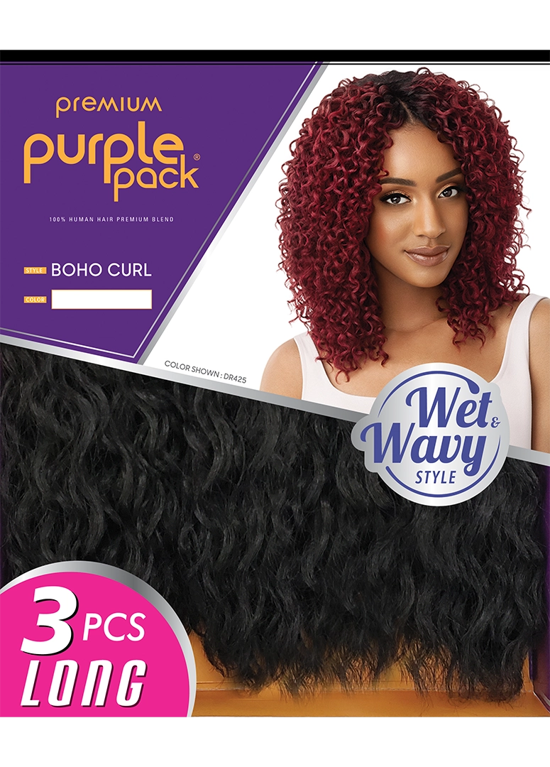 Outre Purple Pack 3PCS Wet & Wavy Style BOHO CURL | Hair Crown Beauty Supply