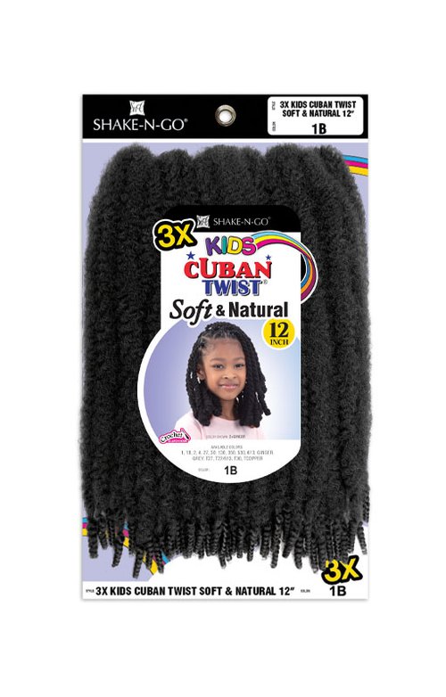 Shake-N-Go 3X Kids Cuban Twist Soft & Natural 12" | Hair Crown Beauty Supply