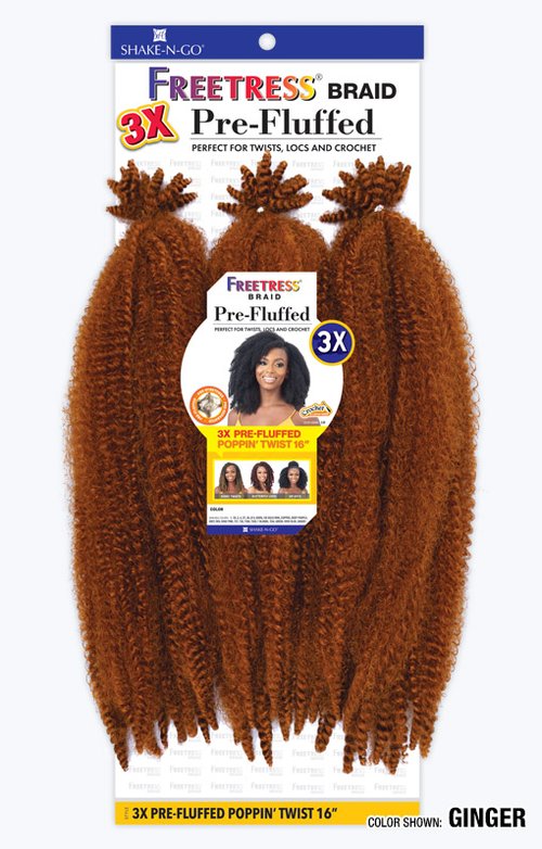 FreeTress Synthetic Crochet Braid 3X PRE-FLUFFED POPPIN' TWIST 16" | Hair Crown Beauty Supply