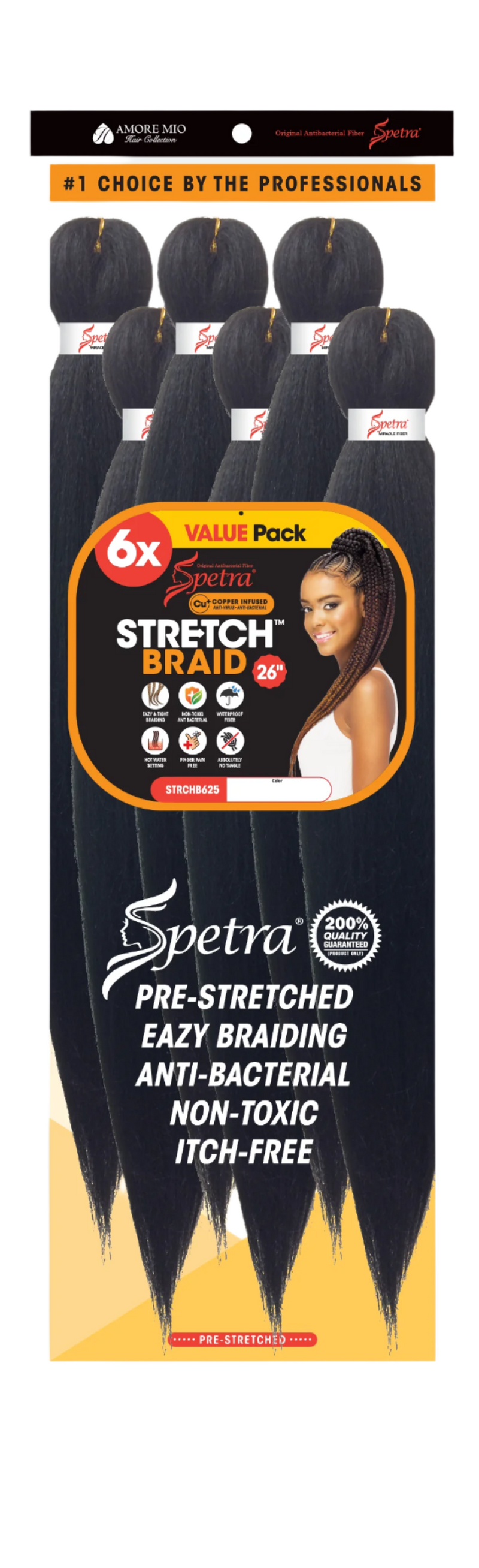 Amore Mio 6X Spetra Stretch Braid 26" Pre Stretched Braiding Hair | Hair Crown Beauty Supply
