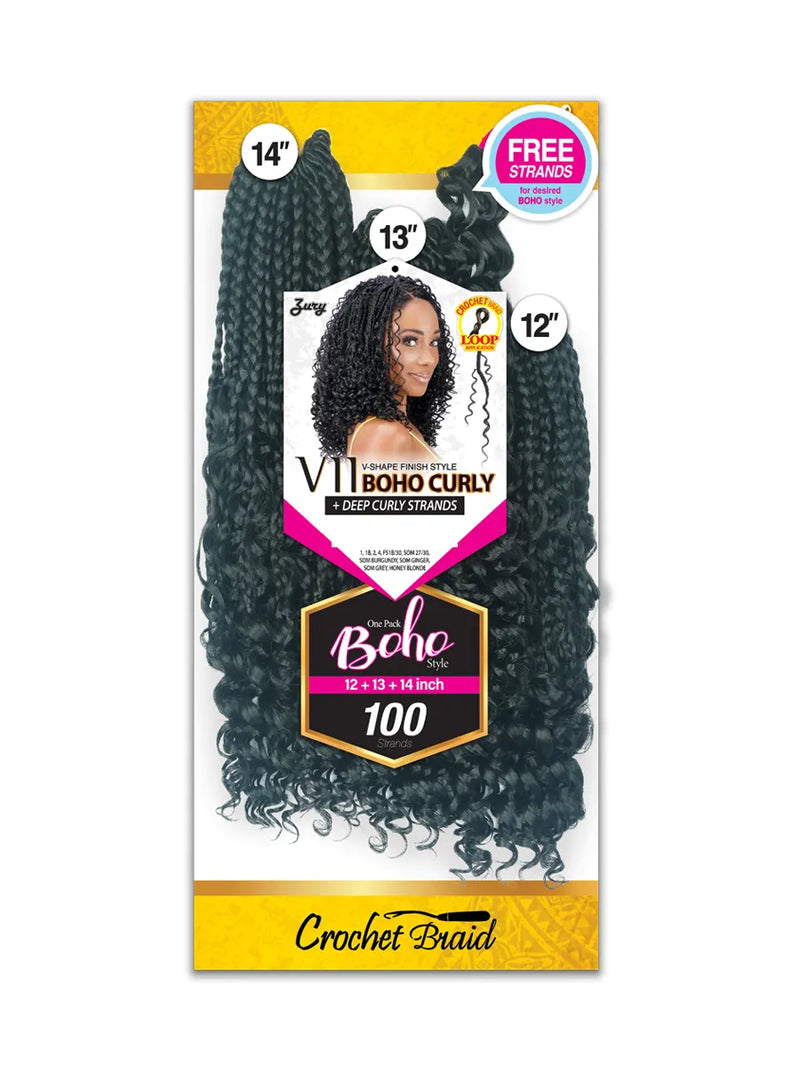 Zury V11 Boho Curly Synthetic Crochet Braid 12/13/14 | Hair Crown Beauty Supply