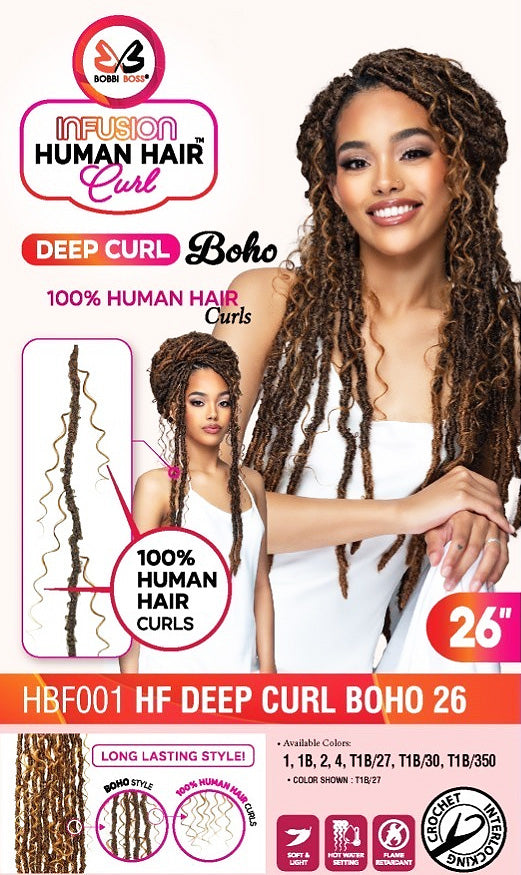 Bobbi Boss Infusion Crochet Braid HBF001 DEEP CURL BOHO 26" | Hair Crown Beauty Supply