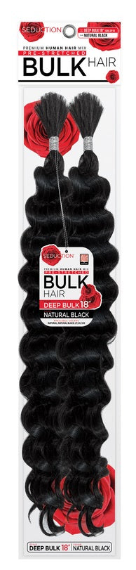 Seduction Human Hair Mix Pre-Stretched Bulk Hair DEEP BULK 18" | Hair Crown Beauty Supply