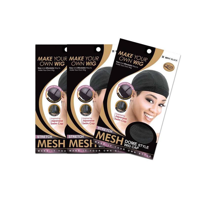 (3 Pack) Qfitt Stretch Mesh Dome Style Wig Cap
