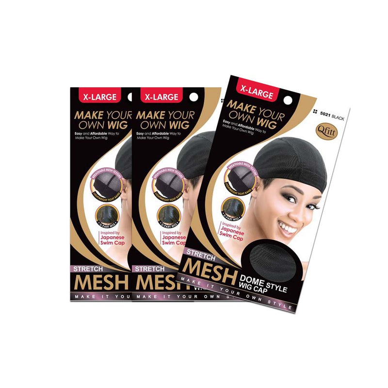(3 Pack) Qfitt Stretch Mesh Dome Style Wig Cap