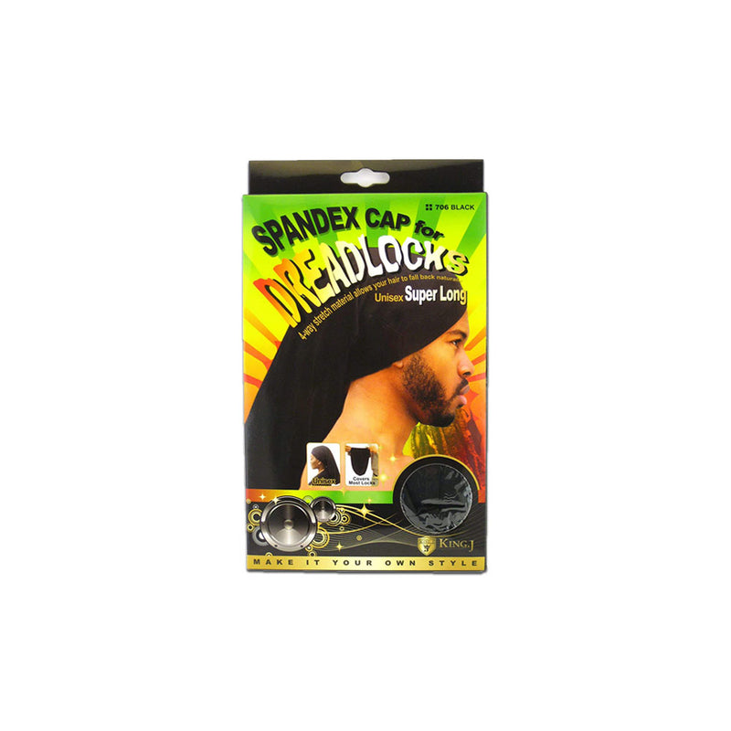 King J Super Long Unisex Spandex Cap For Dreadlocks 706 BLACK | Hair Crown Beauty Supply