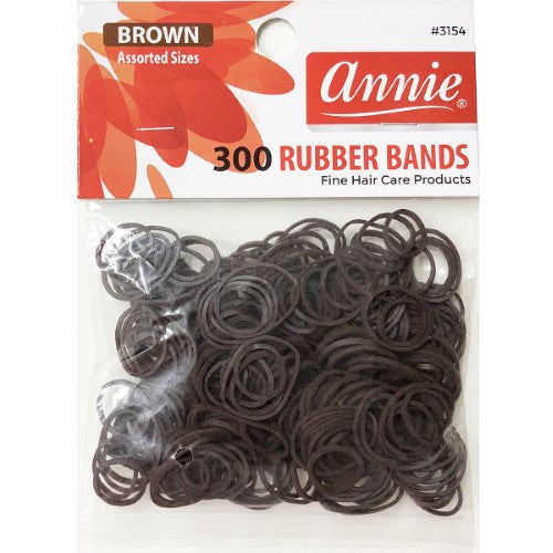 Annie 3154 Rubber Bands Assorted Size Brown 300pcs | Hair Crown Beauty Supply