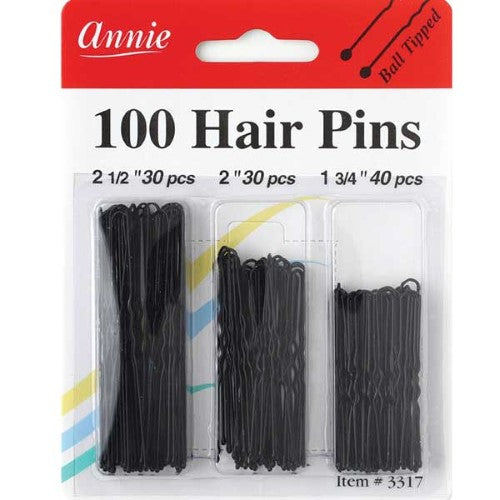Annie Hair Pins Assorted Size BLACK 100pc - Hair Crown Beauty Supply