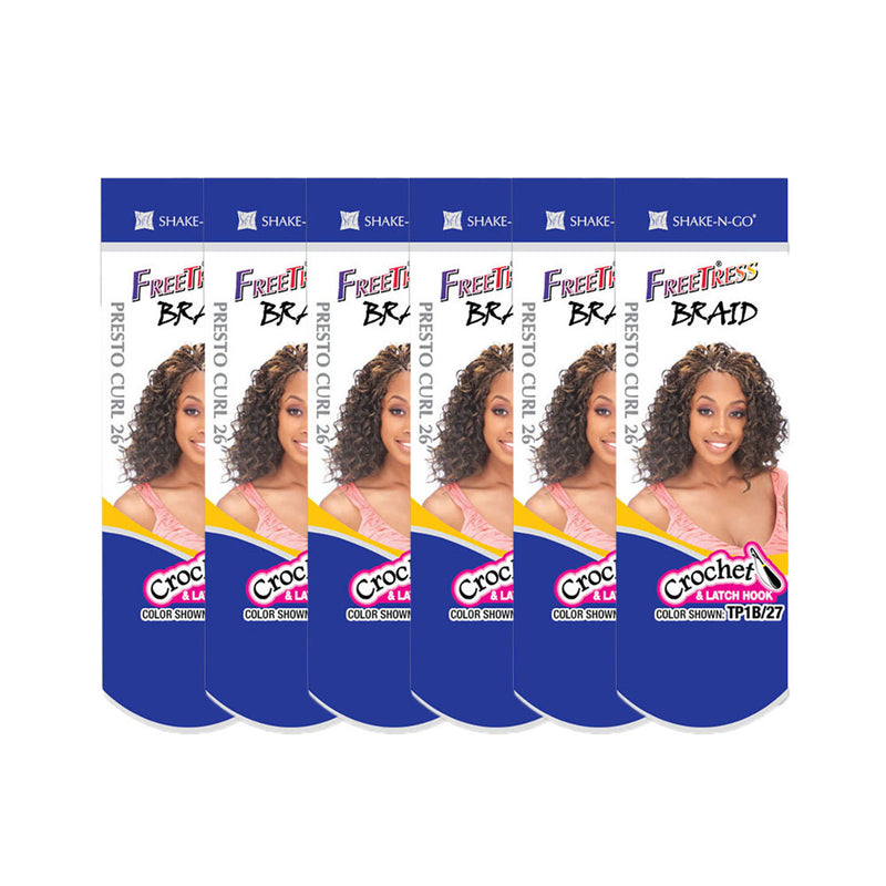 (6 Pack) FreeTress Synthetic Crochet Braid PRESTO CURL 26" | Hair Crown Beauty Supply