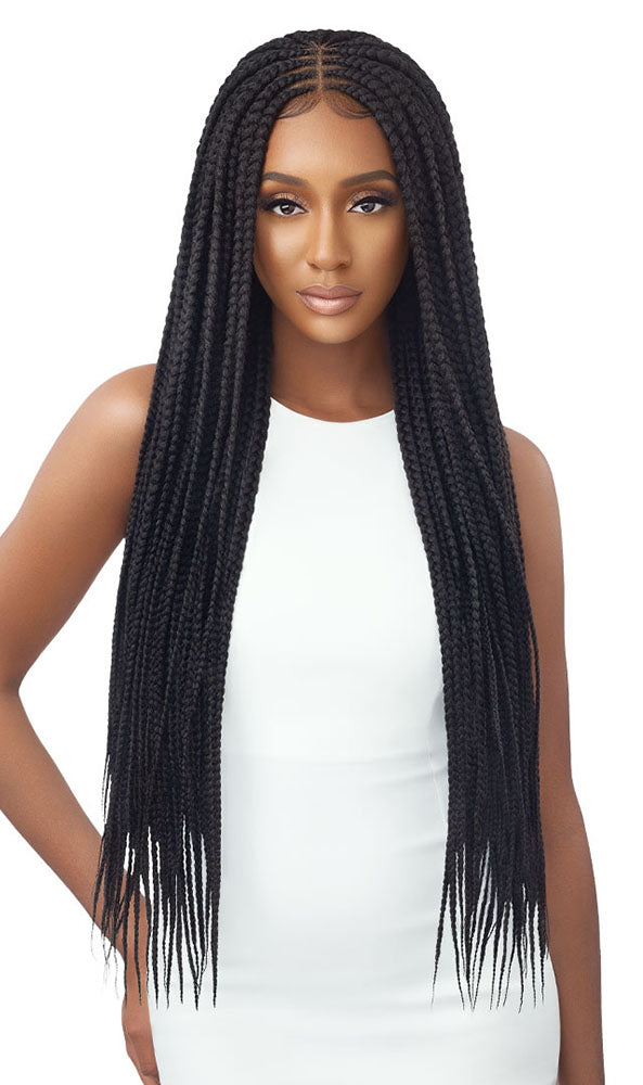 Outre Pre-Braided 4x4 HD Lace Front Wig MIDDLE PART FEED-IN BOX BRAIDS 36" | Hair Crown Beauty Supply