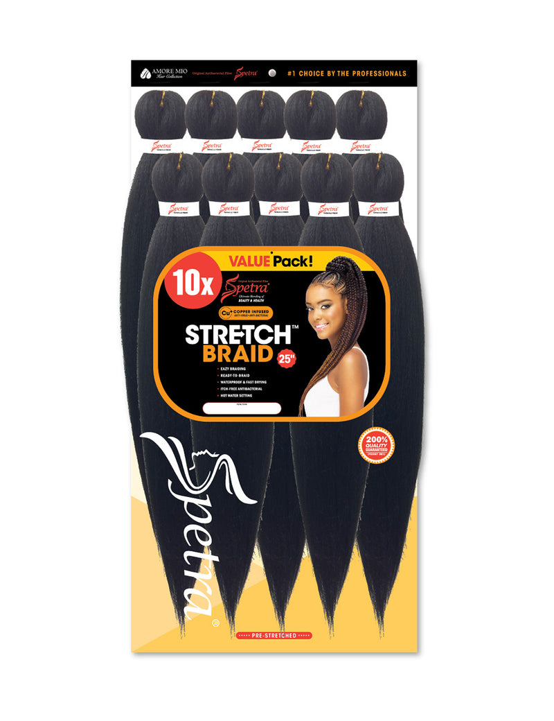 Amore Mio Spetra Stretch Braid 25 Pre Stretched Braiding Hair 6 PACK  #TP132/1B 