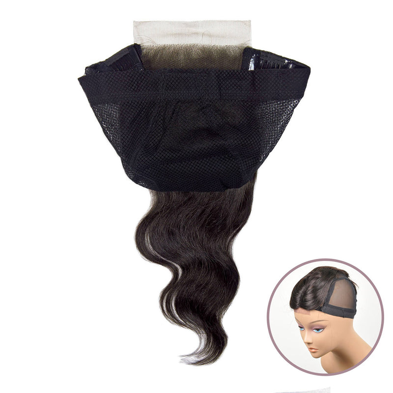 Unprocessed 100 Human Hair Closure Cap BODY WAVE 12" - Hair Crown