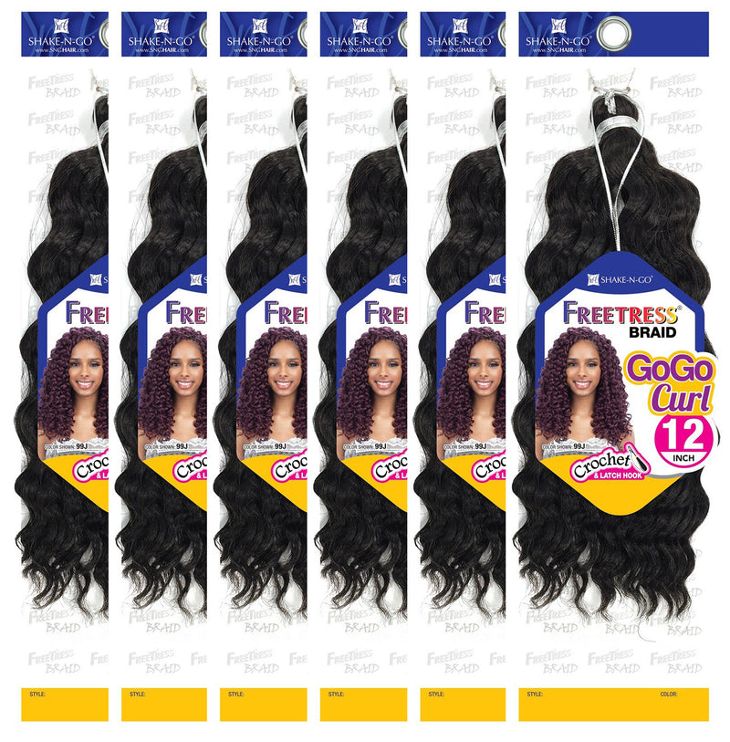 6 Pack) FreeTress GoGo Curl Crochet Braid 12 - Hair Crown Beauty